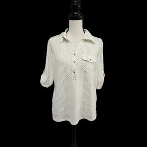 Emily Daniels Petite‎ Medium Short Sleeve One Pocket Dot Blouse